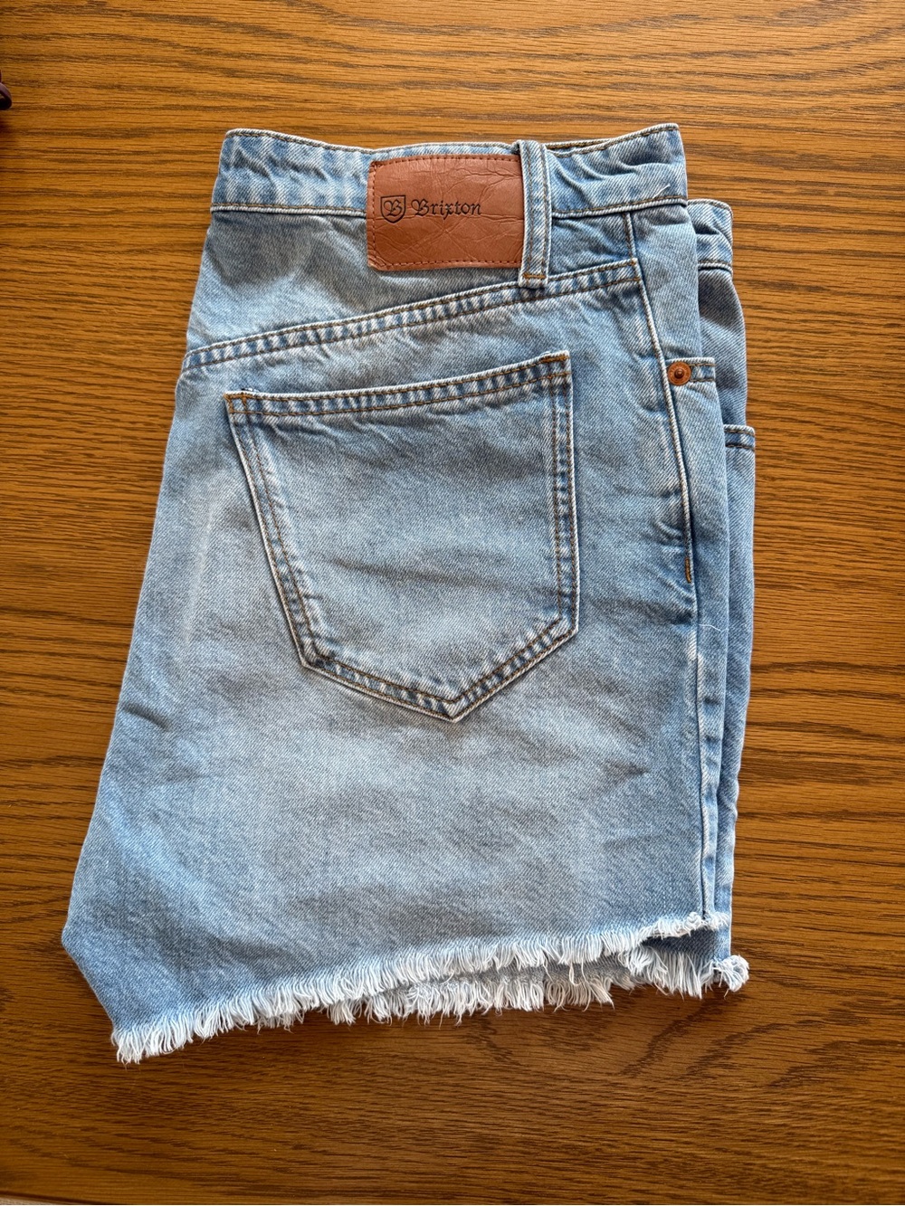 Brixton Light Blue Denim Cutoff Shorts with Frayed Hem